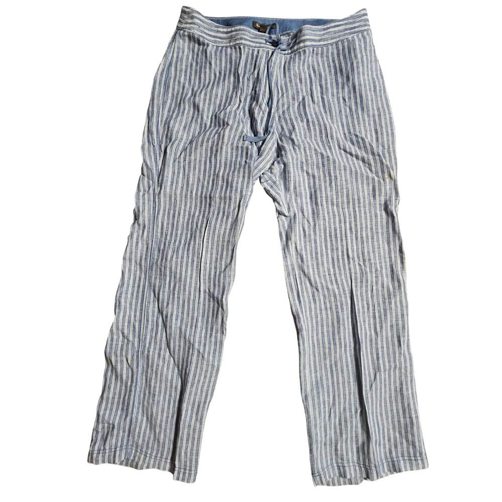 Tommy Bahama Womens Striped Linen Drawstring Pants‎ 14 Coastal Resort Nautical